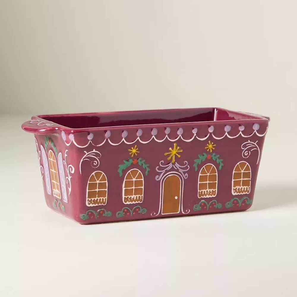 Anthropologie Ginger Mini Loaf Pan Ceramic Baking Dish